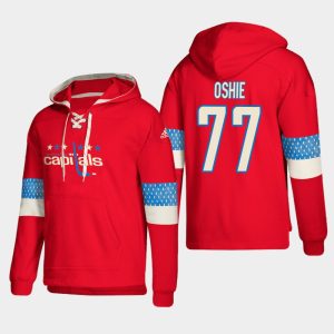 Stylish Washington Capitals #77 T.J. Oshie Red adidas Lace Up Pullover Hoodie to complete your fan gear collection