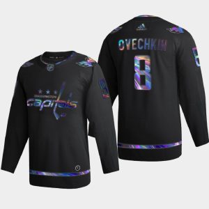 Stylish Washington Capitals #8 Alexander Ovechkin Men's Nike Iridescent Holographic Collection NHL Jersey Black to show your team spirit
