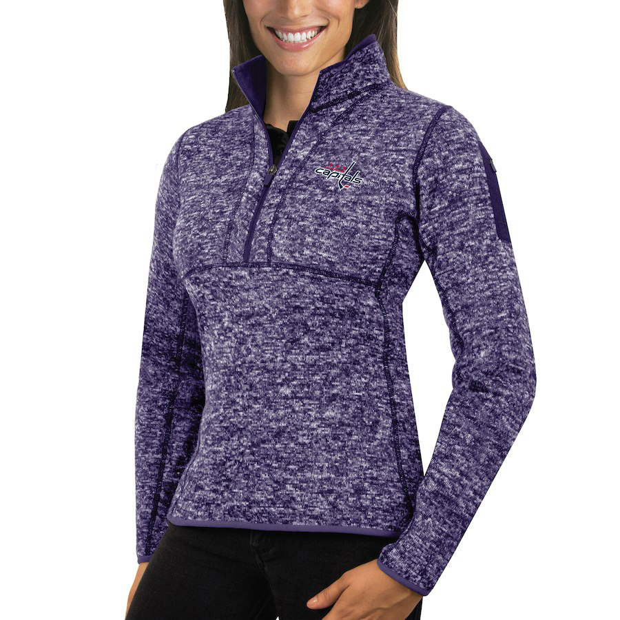 Gorgeous Washington Capitals Antigua Women's Fortune 1/2 Zip Pullover Sweater Purple perfect for game days